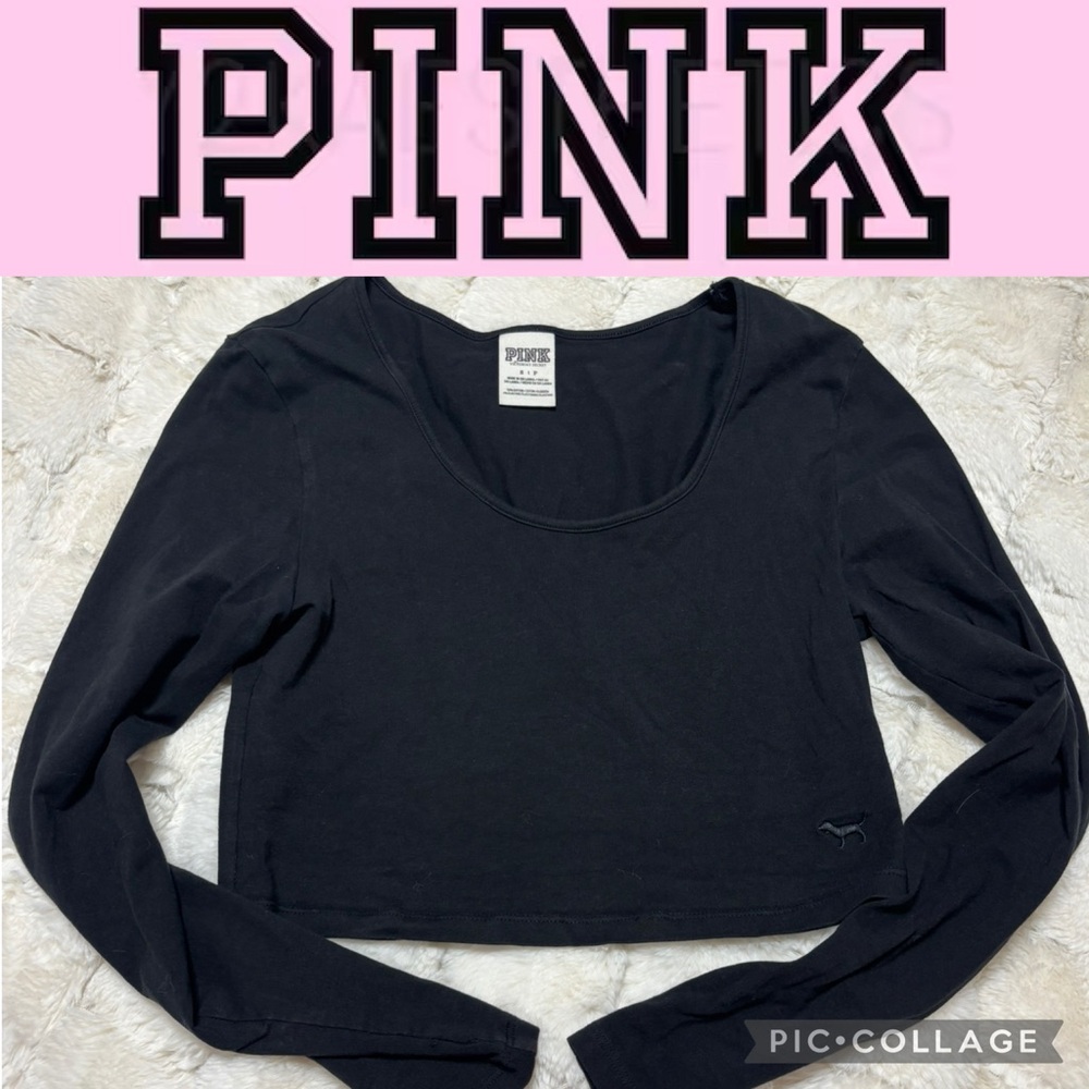 🔥🔥 PINK Victoria's Secret Black Scoop Neck Crop Top